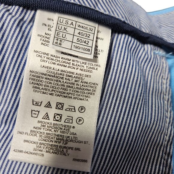Brooks Brothers Mens Light Blue Chino Pants Size 40/32 Modern Fit Cotton Blend C - Picture 6 of 7